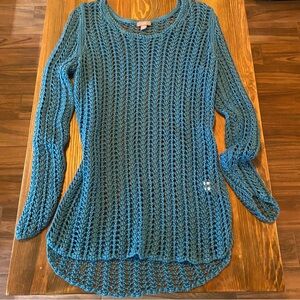 J. Jill Open Knit Sweater Turquoise